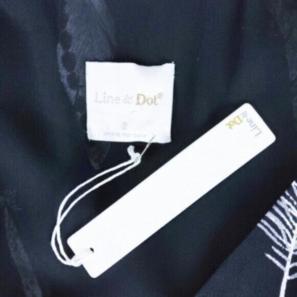 Line & Dot Surplice Ruched Feather Dress Black Small - Picture 5 of 7